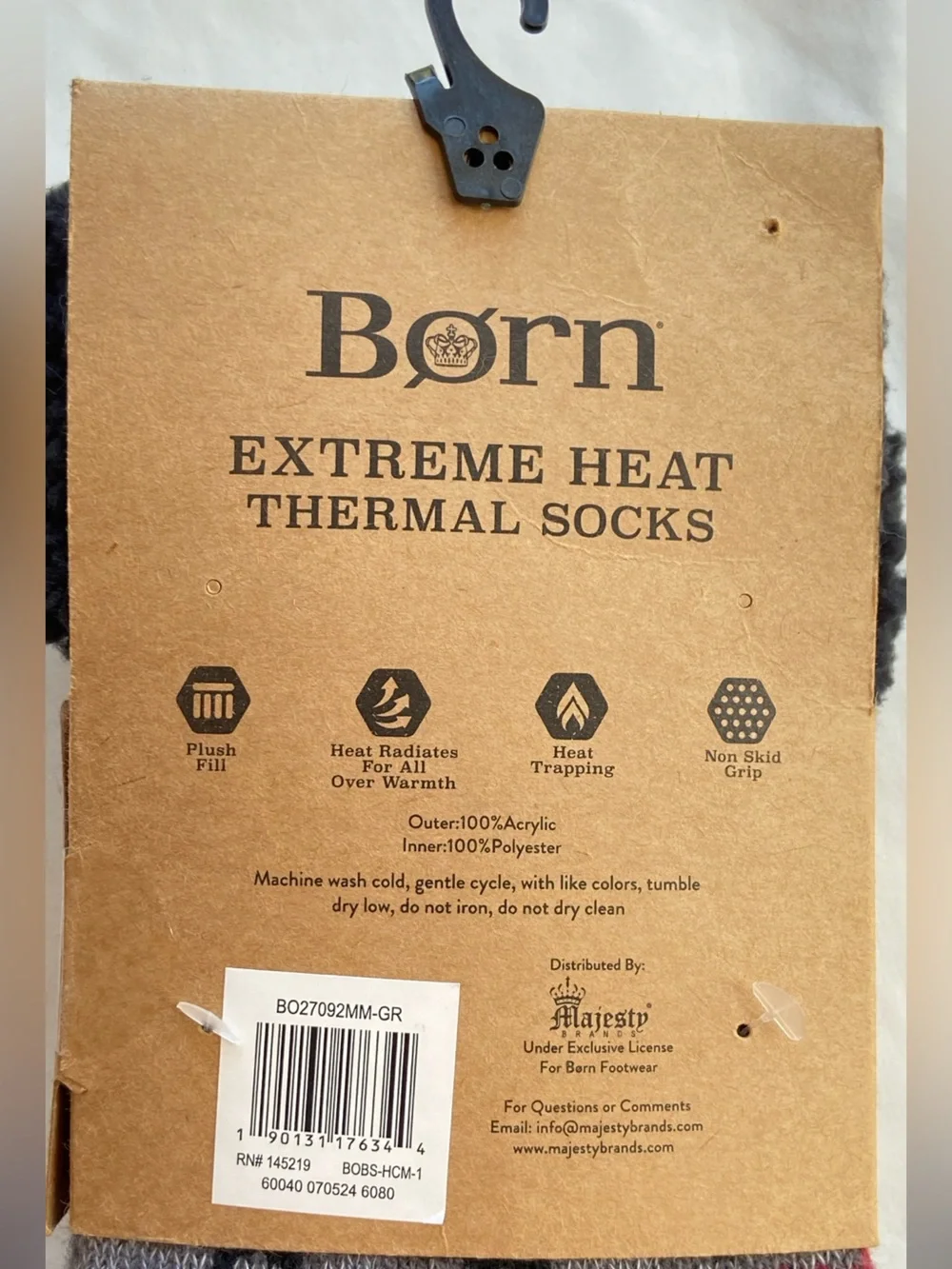Born Thermal Socks in Black, Gray & Red Accent for Size 6-12